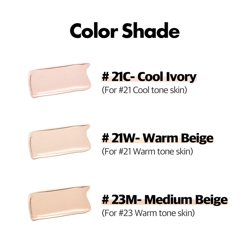 AEKYUNG LUNA 50-Hours Conceal Fixing Cushion Foundation Refill Included, Full Coverage SPF 50+ Korean Makeup