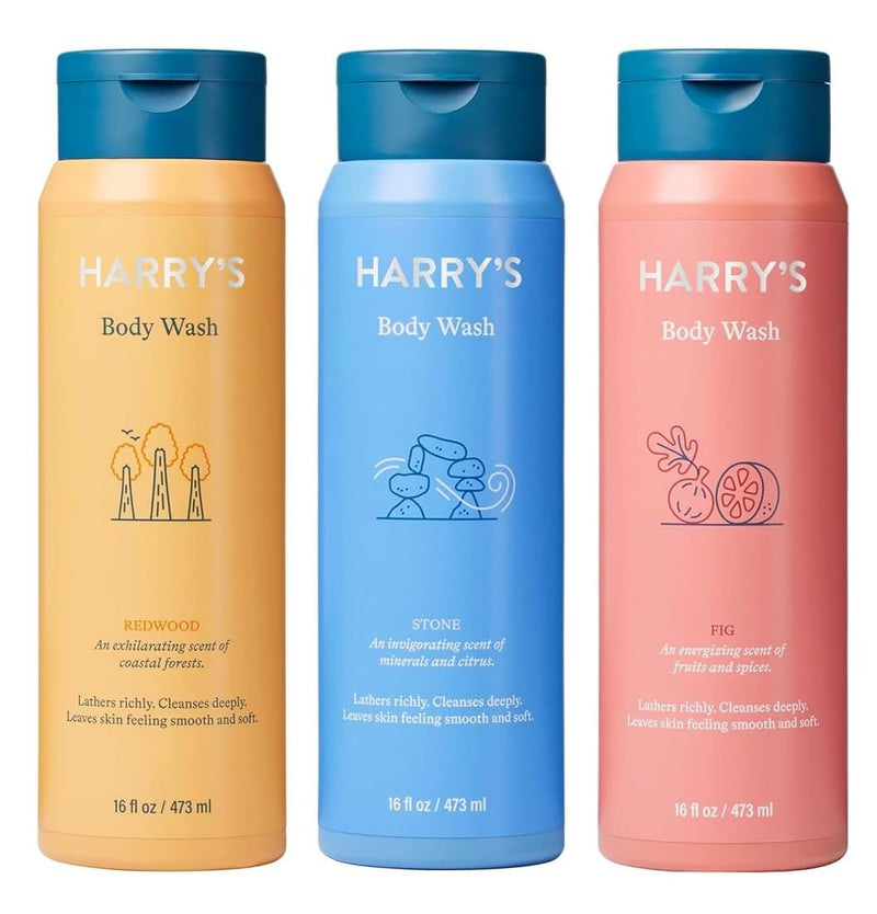 Harry's Men's Body Wash Shower Gel, Variety - Stone, Fig, Redwood (Pack of 3) Infinity Warehouse