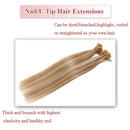 100 Strands Pre Bonded Remy Human Hair U Tip Hair Extensions Nail Tip Italian Keratin Fushion Hairpiece Long Straight Silky For Women