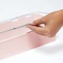 mDesign Long Plastic Cosmetic Storage Organizer Box Containers with Hinged Lid for Bedroom, Bathroom Vanity Shelf or Cabinet, Holds Masks, Palettes, Lotion, or Nail Polish, 2 Pack - Light Pink/Clear mDesign