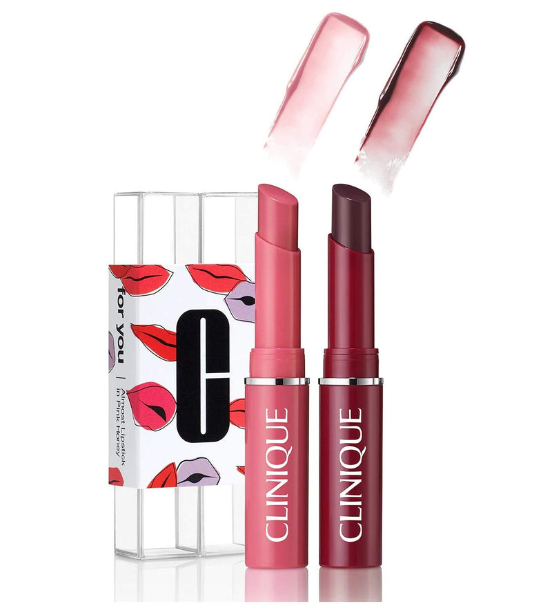 CLINIQUE For You, For Me shareable duo - Almost Lipstick Pink Honey & Black Honey .04oz/1.2g each Clinique