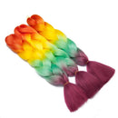 24" Ombre Jumbo Braiding Hair Extensions Jumbo Braid Hair Ombre Long Jumbo Braids For Box Twist Crochet Hair High Temperature 4 Tone Colored (3 Bundles,Orange to Yellow to Green to Burgundy) S-noilite