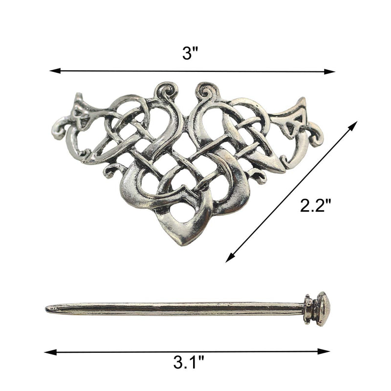 Tinsow 2 Pcs Silver Celtic Hair Slide Hairpins Hair Accessories Hair Clips, Creative Hair Barrette Minimalist Hair Claw Hair Pin Hair Accessories for Women (Style C H) Tinsow