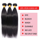 Hairro Brazilian Virgin Human Hair 1 Bundle 16 Inch Long Straight Sew in Human Hair Weft Extensions Single Bundles for Women Silky 100g/bundle