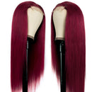 UNice Hair 10a Straight Burgundy T Part Lace Closure Human Hair Wigs Middle Part Brazilian Remy Hair Silk Base Fake Scalp Red Real Human Hair Wig Pre Plucked with Baby Hair 99J Color 22inch UNICE Store