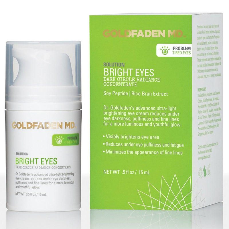 Bright Eyes Dark Circle Concentrate Brightening Eye Cream w/ Soy Peptide, Rice Bran Extract & Arnica | May Reduce Under Eye Darkness, Puffiness & Fine Lines for a More Youthful Glow 0.5 fl. oz. GOLDFADEN MD