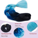 African Jumbo Braiding Synthetic Hair African Box Braids Ombre 24 Inch High Temperature Fiber Senegal Twist Braids 100g/pack 2 Tones Black/Light Blue 3 Packs Hairro Store