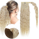 Ponytail Extension Human Hair Wavy Pony Tail Hair Extensions Warp Around Ponytails Clip On Ponytail Remy Hairpieces Blonde Ponytail Clip In Ponytail For Women 22" 95g