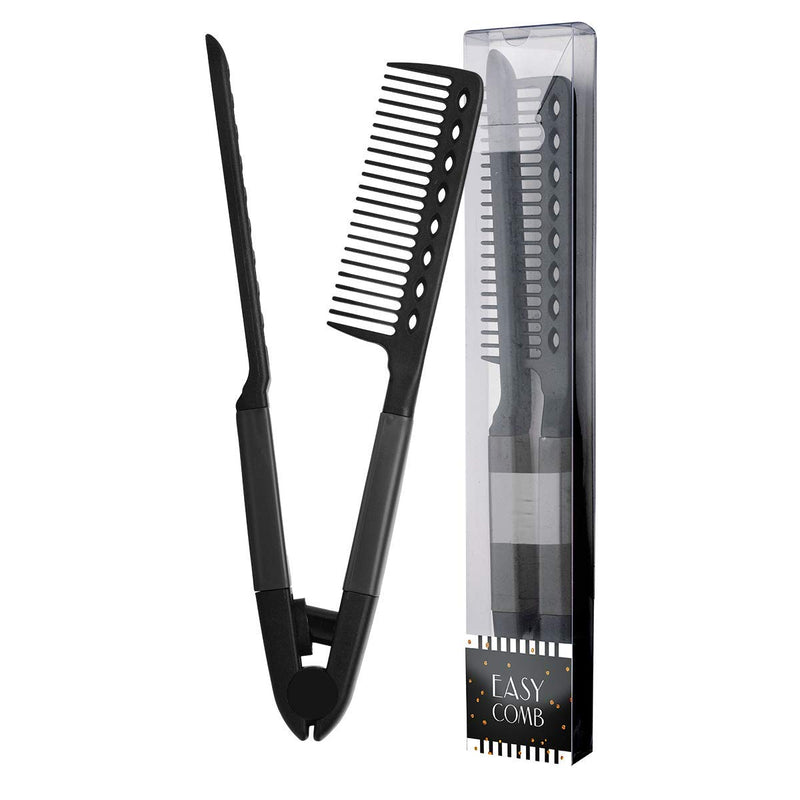 Herstyler Grande Pink Curling Iron and V Comb Straightening Comb (Black) Set HerStyler