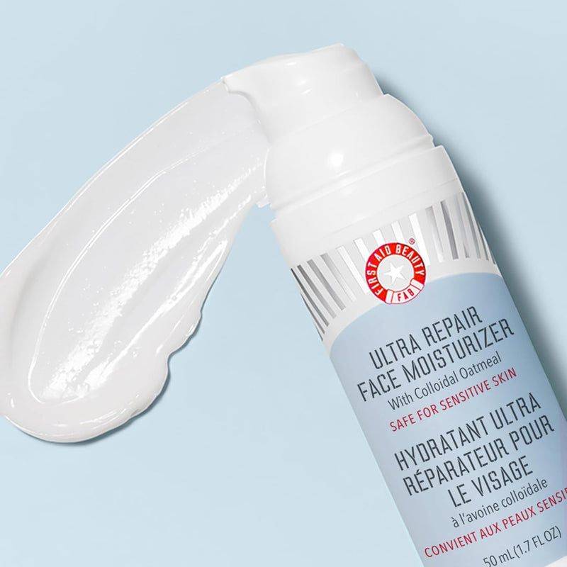 First Aid Beauty - Ultra Repair Face Moisturizer, Everyday Lightweight Non-Comedogenic Formula Helps Soften Skin with Ceramides & Shea Butter, Soothing Colloidal Oatmeal, 1.7 oz, 2 ct Infinity Warehouse