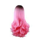 23" Natural Full Wigs Hair Long Wavy Wig Synthetic Heat Resistant (Ombre Pink) Rswsp
