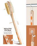 Shower Brush, Bymore Dry Brushing for Body Cellulite and Lymphatic, Dry Skin Long Handle Body Brush Natural Bristle Exfoliator Scrubber for Bath Shower Wash Brushing Exfoliating Legs and Back Bymore