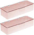 mDesign Makeup Storage Stackable Organizer Box for Bathroom Vanity, Countertops, Drawers - Holds Blenders, Eyeshadow Palettes, Lipstick, Lip Gloss, Makeup Brushes - Hinged Lid - 2 Pack - Pink/Clear mDesign Store