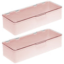 mDesign Long Plastic Cosmetic Storage Organizer Box Containers with Hinged Lid for Bedroom, Bathroom Vanity Shelf or Cabinet, Holds Masks, Palettes, Lotion, or Nail Polish, 2 Pack - Light Pink/Clear mDesign