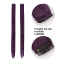 Winsky Purple-red Clip in Colored Hair Extensions 100% Real Human Hair - Straight Highlights Girls Clip on Hairpieces 5 Pieces/Set (18inch, Purple-red） Winsky