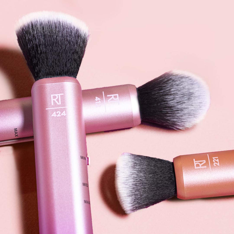 Real Techniques Custom Contour 3-in-1 Brush, Custom Slide For Bronzer and Contour, 3 Settings For Sheer, Medium, or Focused Application, Travel Friendly, For On-The-Go, 1 Count Real Techniques