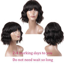 Short Bob Wigs Body Wave Human Hair Wig with Bangs Brazilian Virgin Human Hair None Lace Front Wigs With Bangs 130% Density Glueless Machine Made Wigs For Black Women 10 Inch Beafay Hair