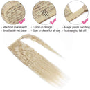 Ponytail Extension Human Hair Wavy Pony Tail Hair Extensions Warp Around Ponytails Clip On Ponytail Remy Hairpieces Blonde Ponytail Clip In Ponytail For Women 22" 95g