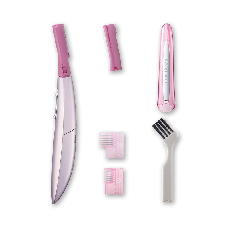 Panasonic Facial Hair Trimmer for Women ES2113PC, with Pivoting Head and Eyebrow Trimmer Attachments, Dry Use, Battery-Operated Panasonic