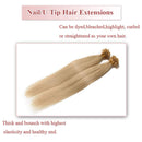 U Tip Pre Bonded 100% Remy Human Hair Extensions 100 Strands Per Package Nail Tip Italian Keratin Fushion Hairpiece Long Straight Silky For Women