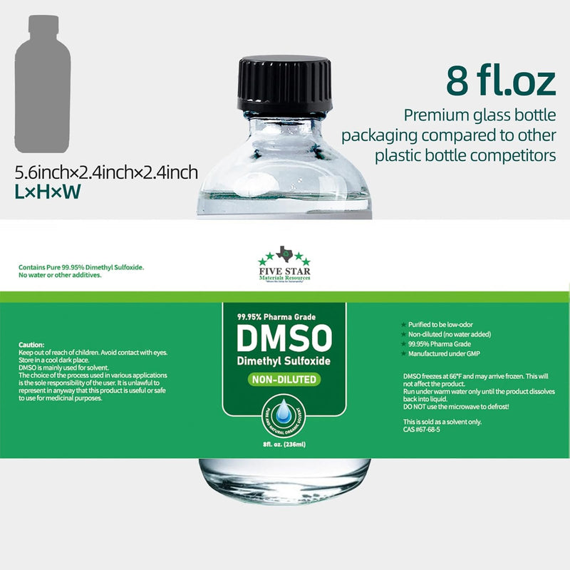 Dimethyl Sulfoxide (DMSO) 99.95% Pure Liquid |8 oz. DMSO Pharma Grade Non-diluted | Undiluted & Odorless, Contained in Premium Glass Bottle Infinity Warehouse