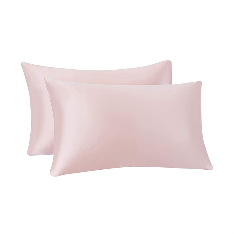 Amazon Basics Satin Pillowcases for Hair and Skin, Envelope Closure - Blush, Queen, Pack of 2 Amazon Basics Store