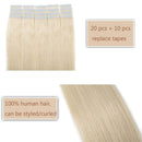 100% Remy Tape In Hair Extension Real Human Hair Natural Seamless Skin Weft Invisible Hair Extensions Double Side Tape Hightlight Balayage Long Silk Straight (24'',50g/20pcs,