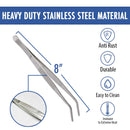FYBREX 8 inches Stainless Steel Tweezers Curved Tips, All-purpose Forceps Professional Tweezers Tongs with Comfortable Ridged Handle for Beauty Crafting Cooking Repairing and General Purpose Comfecto
