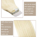 Benehair Rooted Tape in Hair Extensions Human Hair Platinum Blonde Skin Weft 18 inches Long Straight Remy Hair Double Sided Invisible Tape ins for Women 20pcs 50g （18"