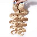 20 inch Tape in Hair Extensions Human Hair Body Wave 100% Remy Hair Invisible Silky Seamless Double Sided Tape Hairpieces for Women Ash Blonde 20pcs 50g