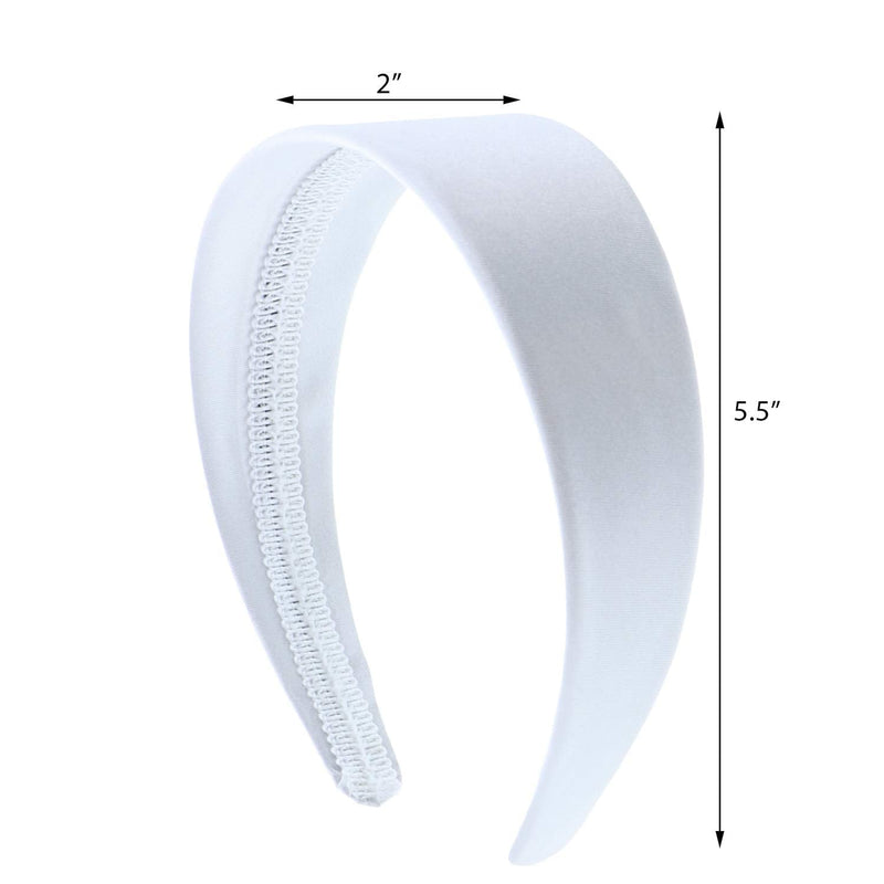 White 2 Inch Wide Satin Hard Headband with No Teeth Head band for Women and Girls (Motique Accessories) Motique Accessories