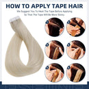 Fshine Tape In Hair Extensions 20 Inch Double Sided Adhesive Tape In Human Hair Color 60 Platinum Blonde Tape On Extensions Remy Hair 50 Grams 20 Pcs Seamless Pu Tape In Hair Fshine Store