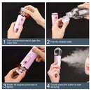 Nano Facial Mister with Skin Analyzer Moisture Tester, FANTEXY Portable Mini Cool Face Mist Steamer with USB, Handy Facial Sprayer for Eyelash Extensions, Face Moisturizing,Hydration Refreshing FANTEXY