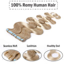 24 Inch Tape in Human Hair Extensions Wavy Thin Hair 100g 40pcs/pack Seamless Skin Weft Glue in Body Wave Human Hairpieces