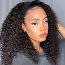 Eooma Headband Wig Curly Human Hair Wigs for Black Women 10A 180% Density Brazilian Kinky Curly Natural Human Hair Headband Wigs Scarf No Gel Gluelees Remy Hair Eooma