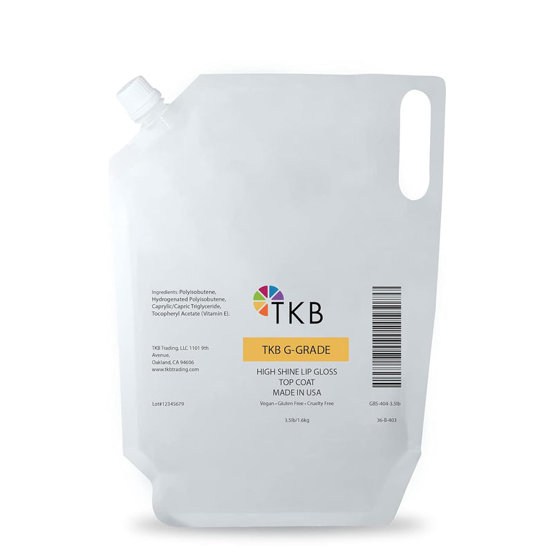 TKB High Shine Lip Gloss Top Coat (G-Grade)| Lip Oil, High Shine, Ready To Wear Clear Lip Gloss, DIY Lip Gloss, Mineral Oil Free 3.5lb (1.6kg) Infinity Warehouse