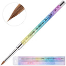 PANA Kolinsky 3D Acrylic Nail Brushes with Liquid Glitter Handle - For Professional Acrylic Powder Liquid Manicure Pedicure (Rainbow Color, Size 5) PANNA