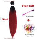 Pre Stretched Braiding Hair Ombre Burgundy Easy Braiding Synthetic Braiding Hair Extension 24 Inch Crochet Braids Hair 8 Packs By Leticia Leticia
