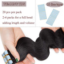 20 PCS Rooted Tape In Hair Extensions Human Hair Invisible Seamless Skin Weft Body Wave Highlight Double Side Tape Remy Human Hair Extensions Balayage Wavy For Women (20'',50g/20pcs,