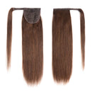 Remy Ponytail Extensions Hair Clip in 16 inches 65g Medium Brown Color Straight Drawstring Warp Around Human Ponytail Hair Piece for Women (16"-65g, Medium Brown