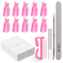 Nail Polish Remover Clips,MORGLES Nail Polish Gel Remover Tools Kit with 10pcs Nail Clips for Polish Removal 300 Nail Remover Pads Cuticle Pusher 100/180 Nail File Glass Nail File Nail Brush,6 Pack MORGLES