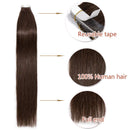 40 PCS Tape In Hair Extensions Real Human Hair Invisible Seamless Skin Weft Double Side Tape Remy Human Hair Hightlight Balayage Natural Long Straight For Women (14'',80g/40pcs,