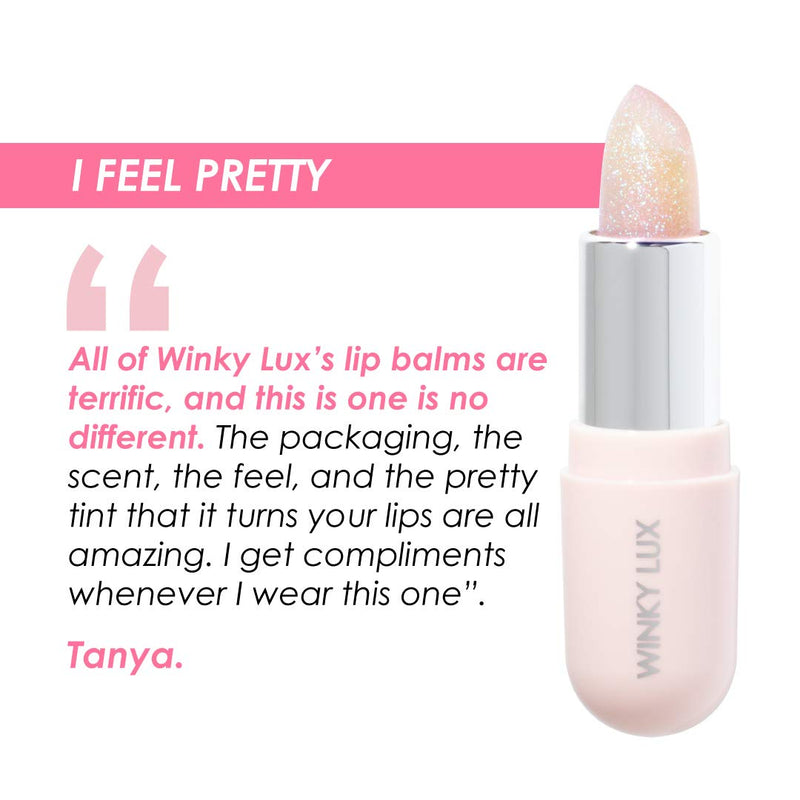 Winky Lux | Glimmer Balm | Color Changing Lipstick | pH Lip Balm | Tinted Lip Balm | Glitter Lipstick | With Vitamin E | 0.13 Oz, Rose Winky Lux