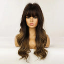 Esmee 24" Synthetic Wigs for Women Dark Roots Long Wig with Bangs Ombre Wavy Hair Realistic Simulation Scalp Middle Part.. Esmee Store