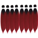 Pre Stretched Braiding Hair Ombre Burgundy Easy Braiding Synthetic Braiding Hair Extension 24 Inch Crochet Braids Hair 8 Packs By Leticia Leticia