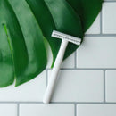 Double Edge Safety Razor for Women, Safety Razor with 10 Blades, Women Razor, Fits All Double Edge Razor Blades, Plastic Free (White) Green Estate