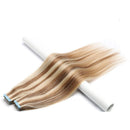 Tape in Human Hair Extensions Highlight Highlighted Double Side Tape Seamless Skin Weft Natural Hair Extensions Long Straight Silky (12" 30g,