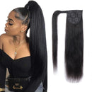 Straight Human Hair Ponytail Clip in Extensions, 100% Unprocessed Brazilian Hair Magic Strap Wrap Around Ponytails, Magic Paste with Comb Clip on Silky Straight (26 Inch, Straight, Wrap Around) ALISFEEL
