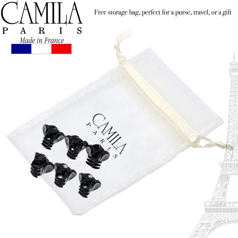 Camila Paris AD116/6 French Hair Clips for Women, Set of 6 Extra Small Girls Hair Claw Clips Jaw Fashion Durable Styling Hair Accessories for Women, Strong Hold No Slip Grip, Made in France Camila