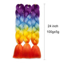 Benehair Jumbo Braiding Hair 24 inch Jumbo Braid Rainbow Jumbo Box Braids Crochet Hair Extensions Ombre Purple Blue Yellow Orange for Women Kids DIY High Temperature Synthetic Fiber 1 Bundle Benehair